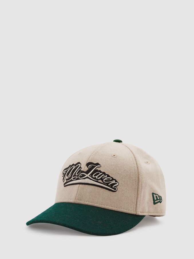 McLaren F1 Wool Blend Embroidered Baseball Cap in Ecru/Green (E04290) | $50