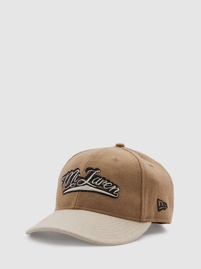 McLaren F1 Wool Blend Embroidered Baseball Cap in Camel/Ecru (E04295) | €54