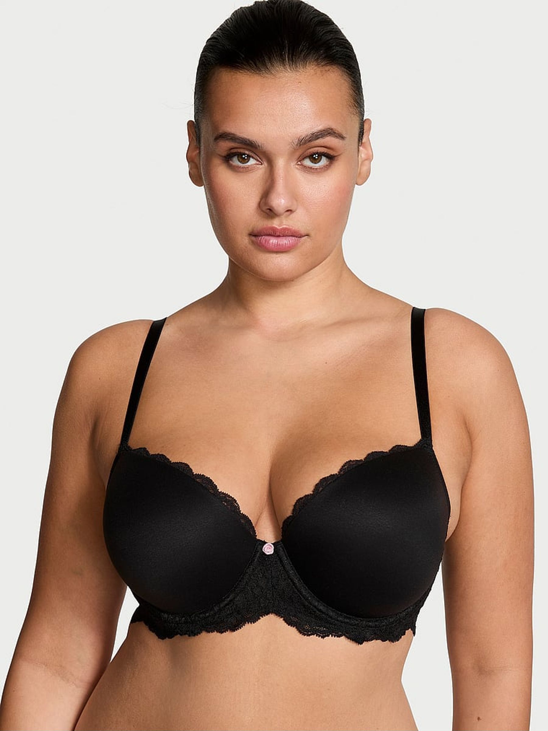 Black Lace Trim Lightly Lined Demi Bra (E04686) | €52