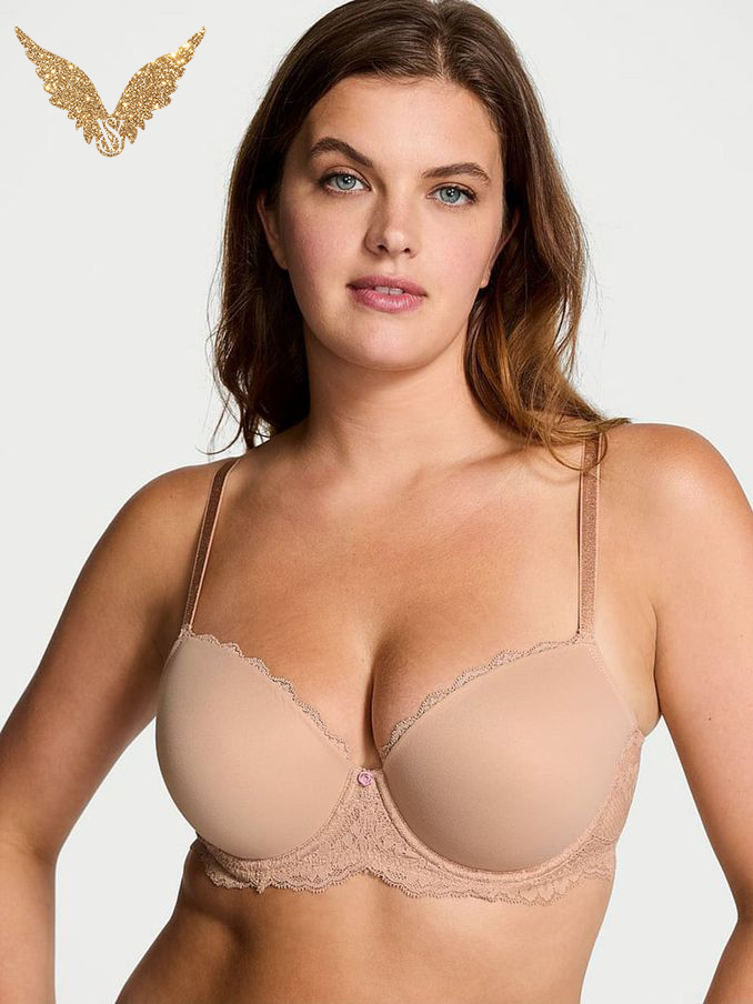 Praline Nude Lace Trim Lightly Lined Demi Bra (E04694) | €52