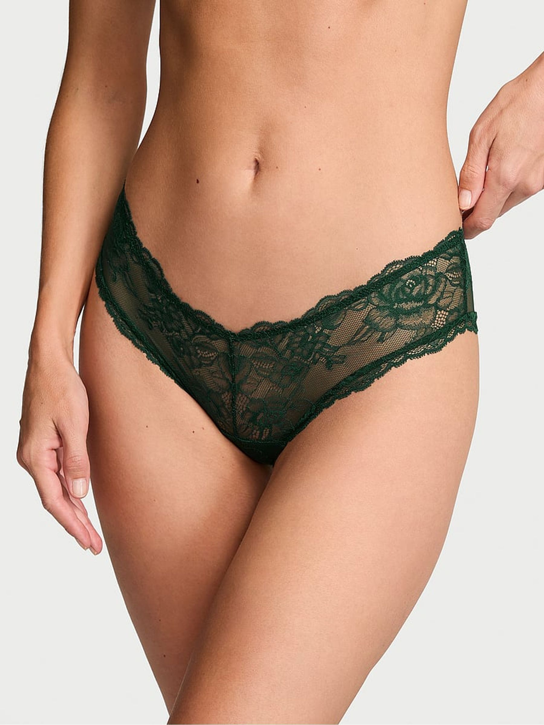 Velvet Pine Green - Cheeky Rose Lace Knickers