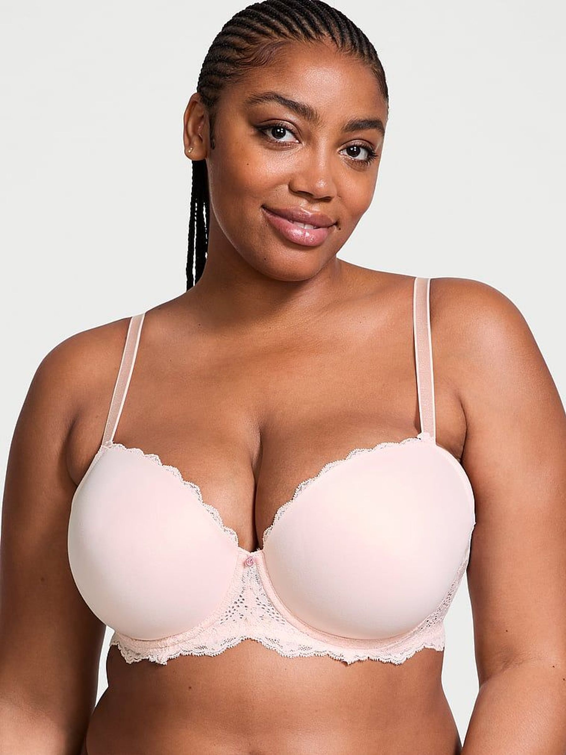 Purest Pink Lace Trim Lightly Lined Demi Bra (E06060) | €52