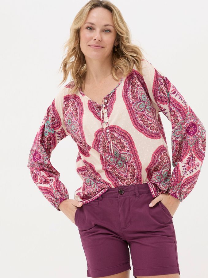 Ishana Purple Detail Paisley Blouse (E06707) | €39