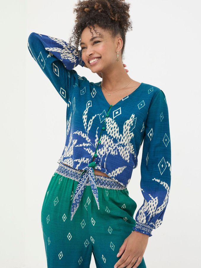 Margot Blue Ombre Leaves Blouse (E06709) | €29