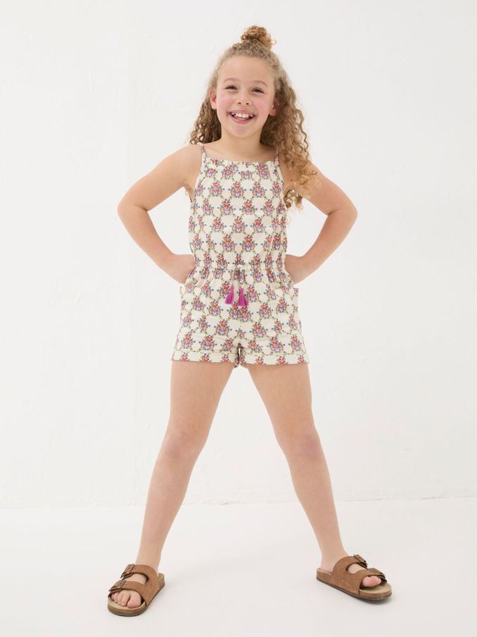 Kari Natural Floral Print Playsuit (E06710) | $24