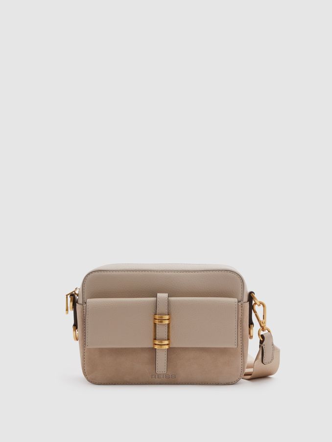 Orla Taupe Leather Suede Camera Bag (E08153) | €139