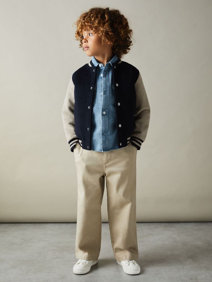 9-13 yrs Denim Overshirt in Mid Blue (E08810) | US$30