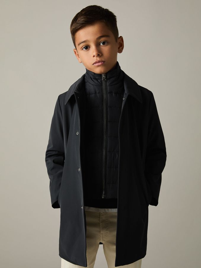 9-13 yrs Gabardine Coat with Removable Gilet in Navy (E11007) | €140