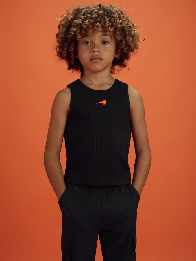 3-9 yrs McLaren F1 Ribbed Cotton Embroidered Vest in Black (E11019) | €11