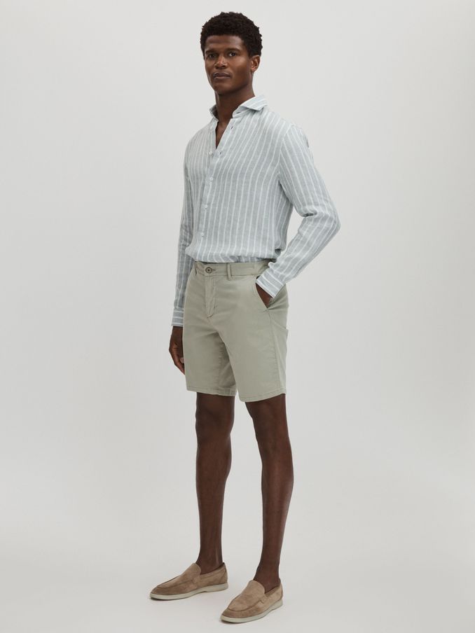 Paige Cotton Blend Chino Shorts in Thyme Melange (E11053) | €110