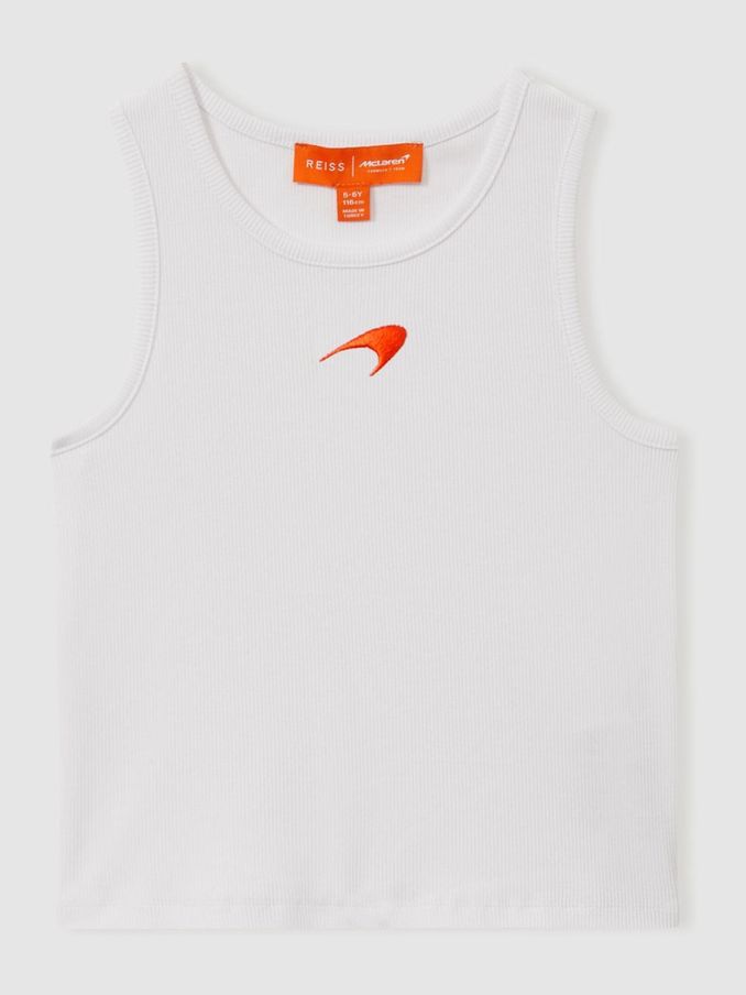 3-9 yrs McLaren F1 Ribbed Cotton Embroidered Vest in White (E11060) | $16