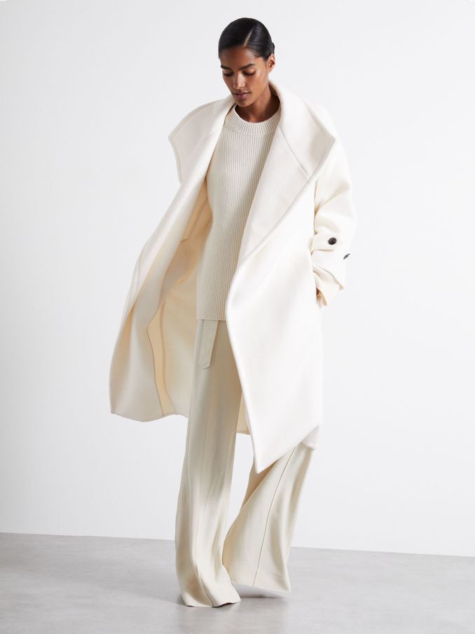 Atelier Blindseam Wool and Cashmere Coat in Cream (E11061) | US$460
