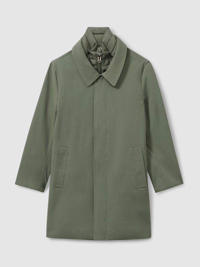 Gabardine Coat with Removable Gilet in Sage Green (E11114) | €53