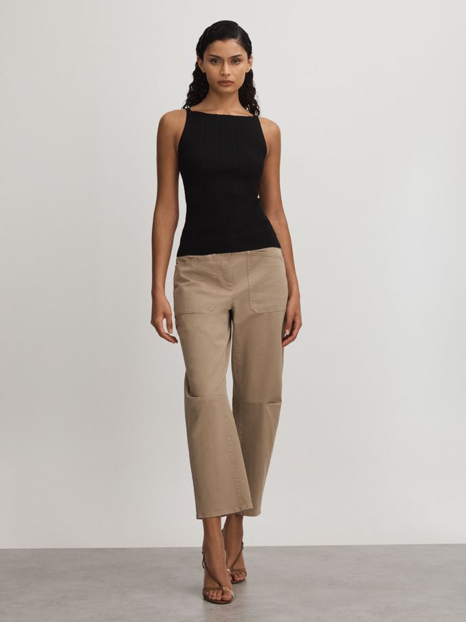 Yuelia Black Paige Ribbed Boat Neck Top (E12432) | €123