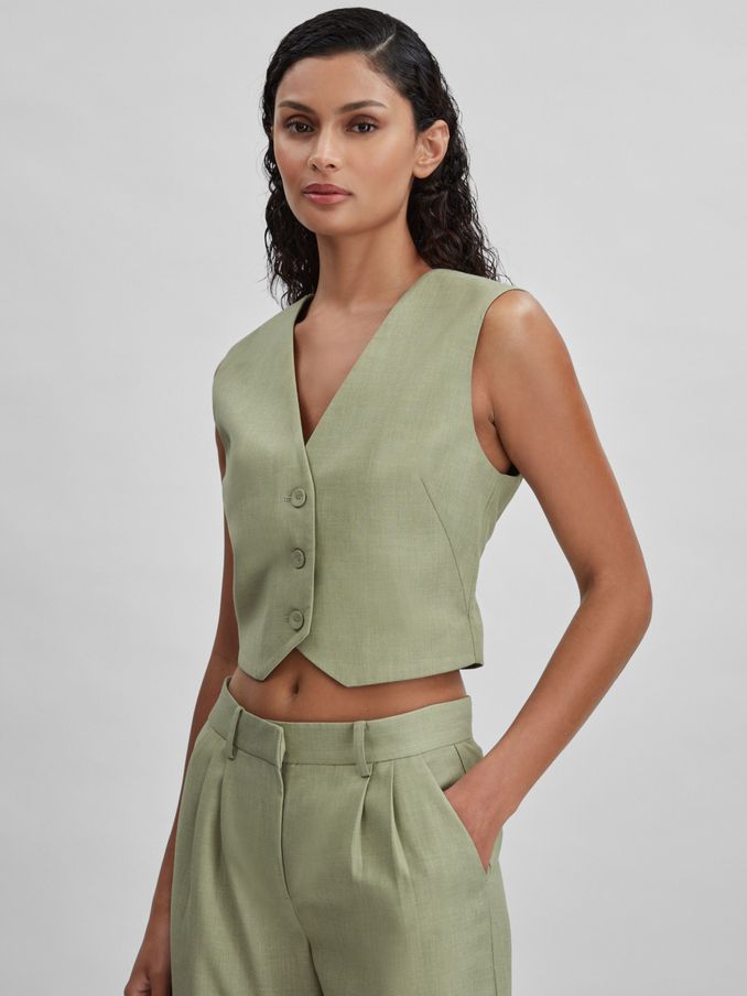 Significant Other Adjustable Single-Breasted Waistcoat in Sage (E12449) | €242