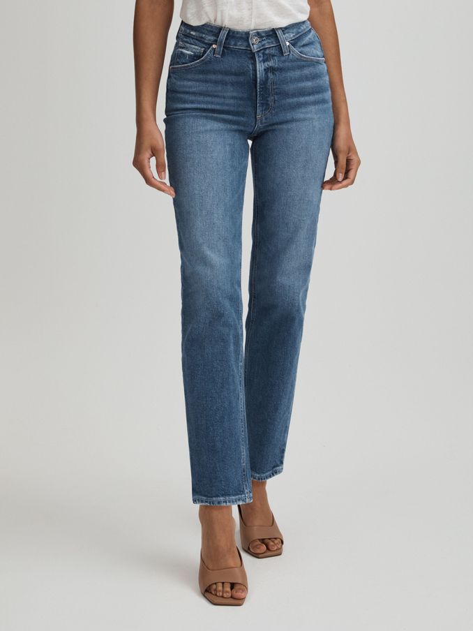 Sarah Familia Blue Paige Straight Leg Cropped Jeans (E12732) | €197