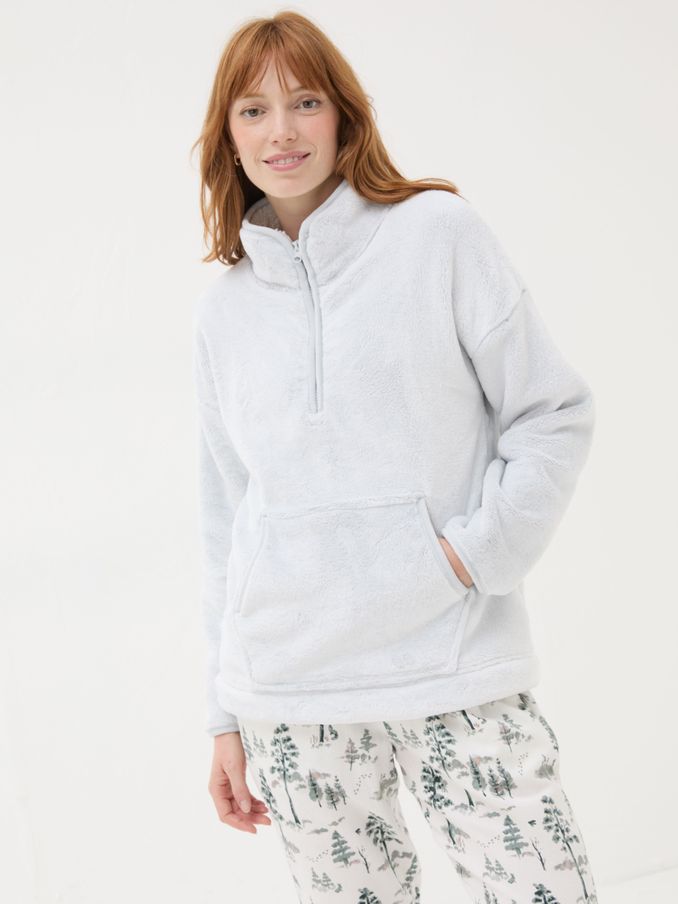 Christmas Snuggle Grey Half Zip Fleece (E13910) | $32