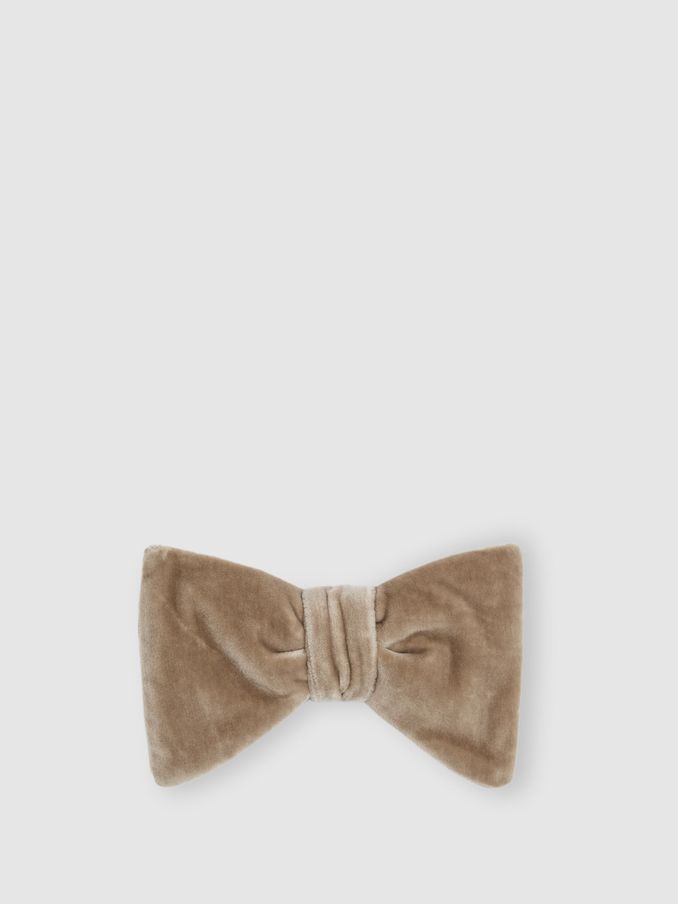 Velvet Bow Tie in Taupe Brown (E14402) | $110