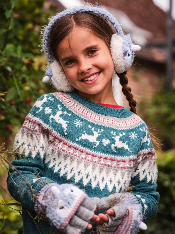 Teal Blue Reindeer Fairisle Pattern Jumper (E14555) | €21