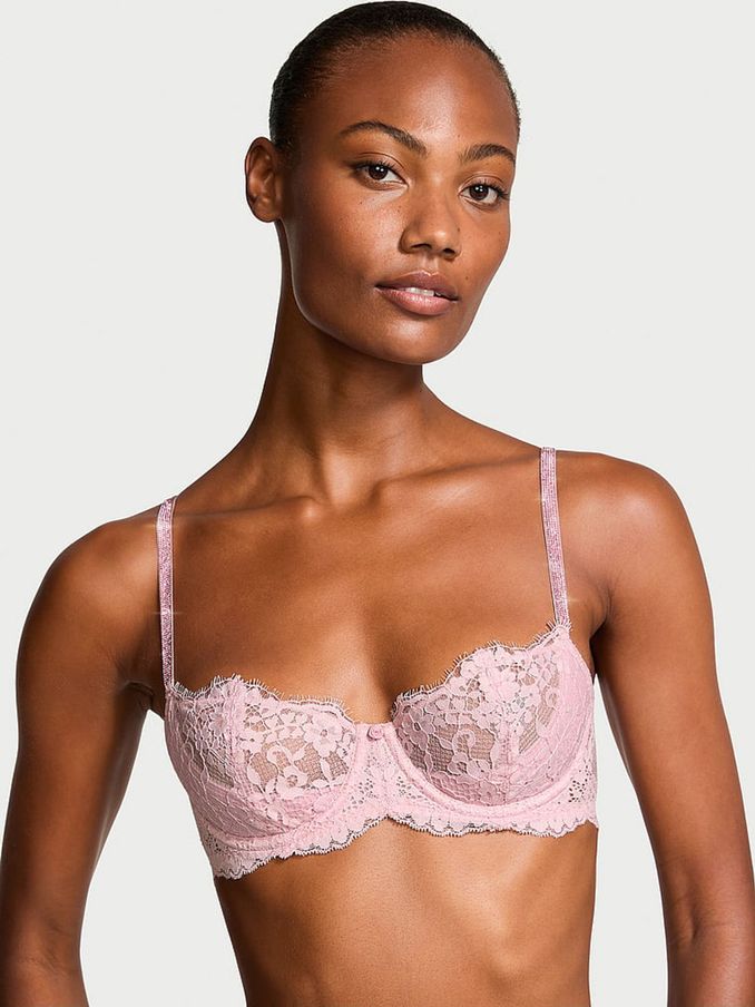Chalk Rose Pink Unlined Balcony Twinkle Strap Bra (E14607) | €56