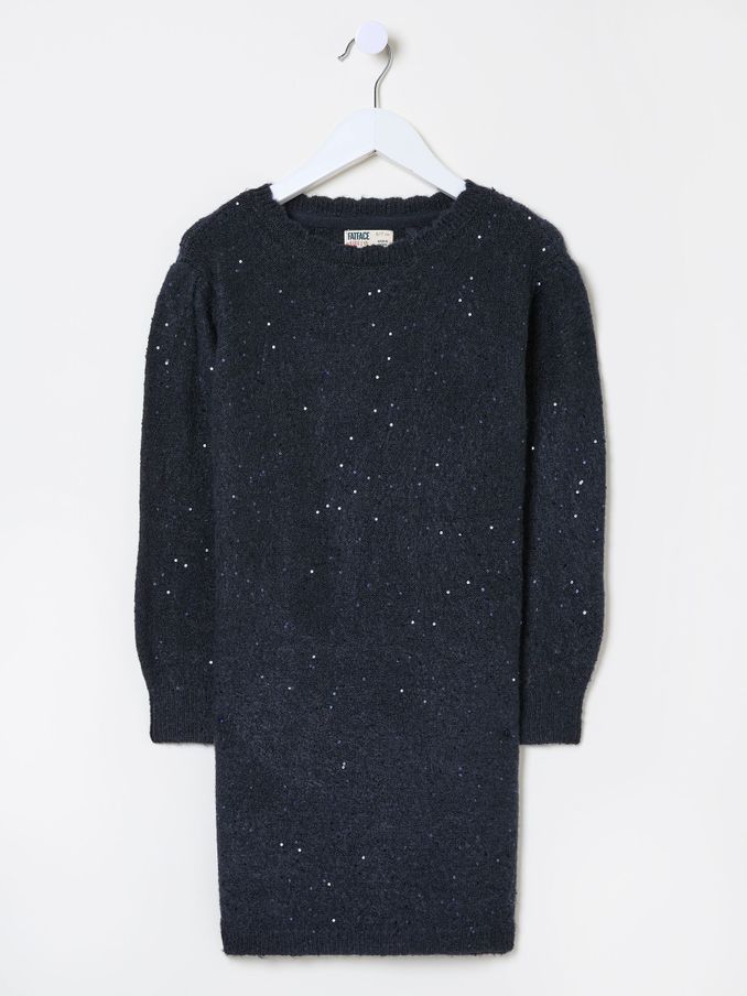 Navy Sequin Knitted Dress (E14633) | $20