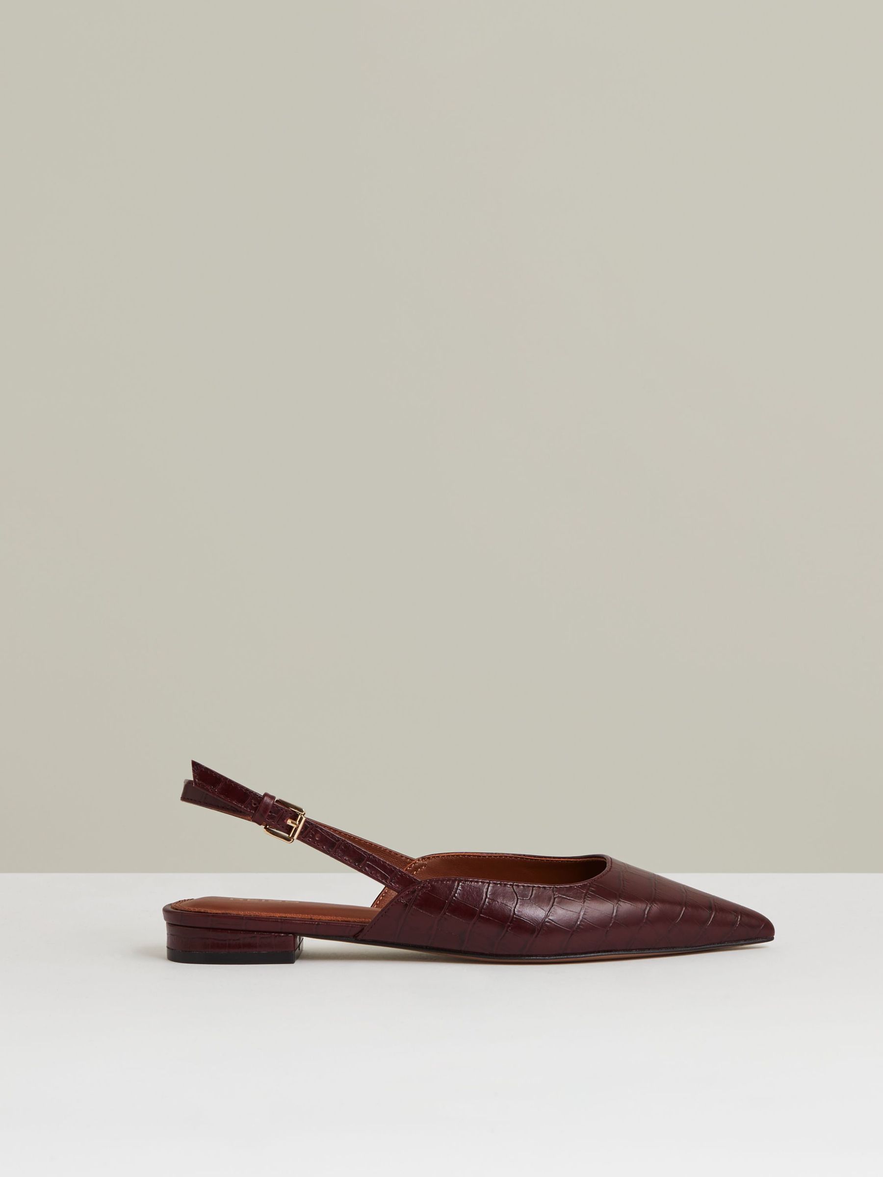 Aubrey Oxblood Leather Slingback Ballerina Pumps (E14728) | €225