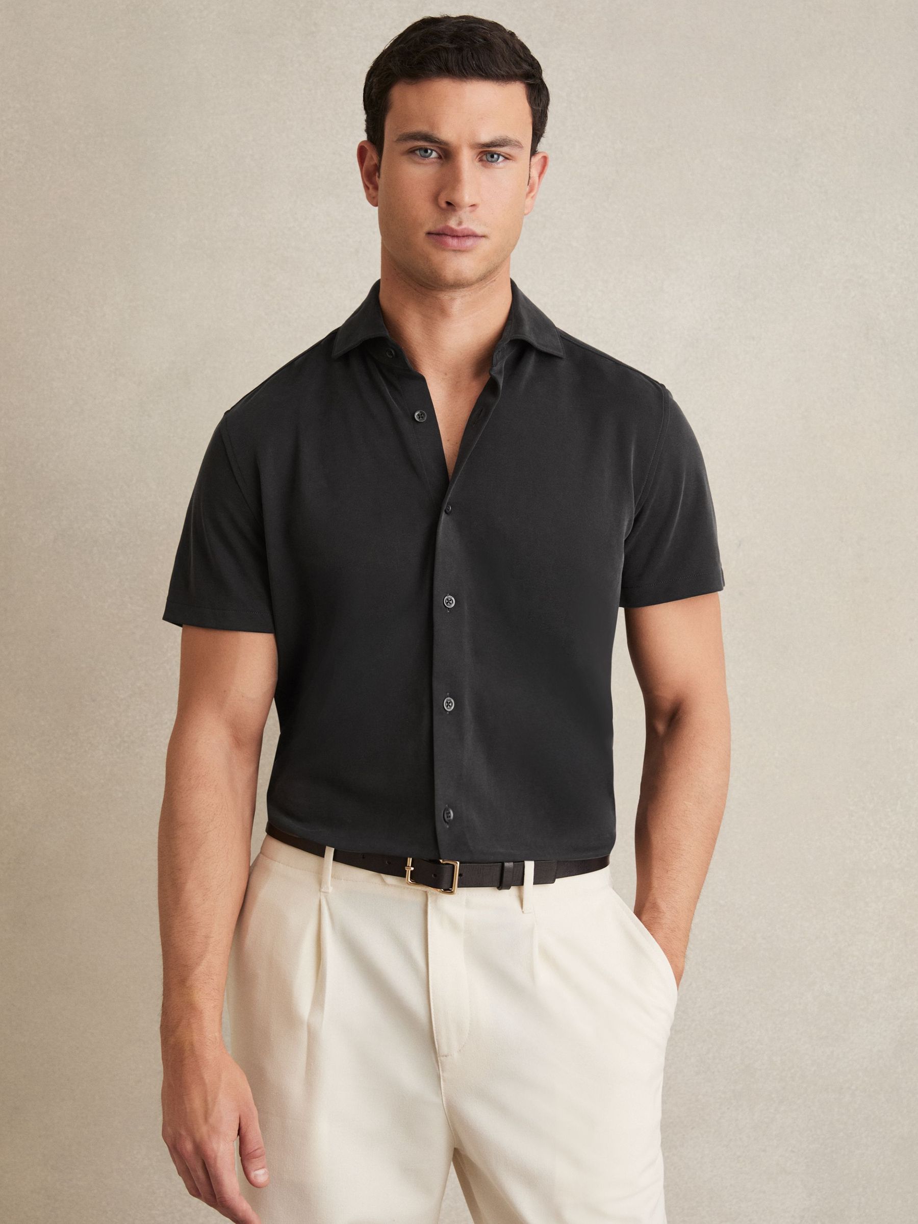 Modal-Blend Shirt in Black (E14729) | $145