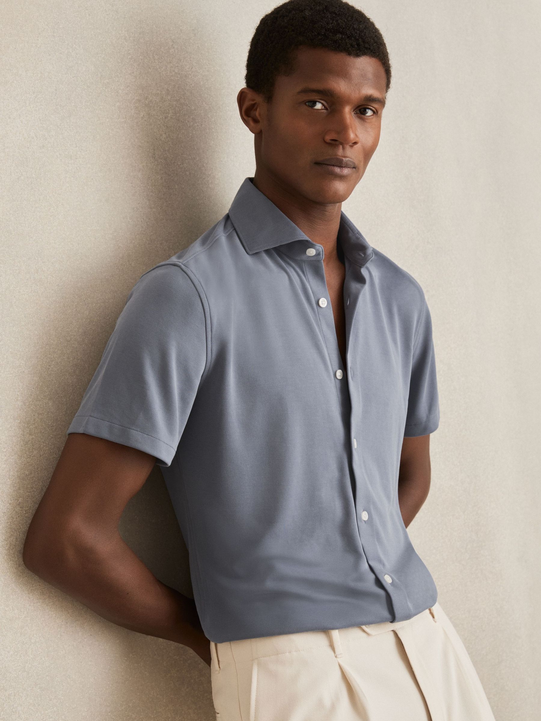 Modal-Blend Shirt in Airforce Blue (E14730) | $145