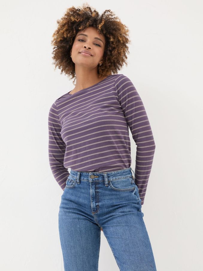 Purple Sparkle Breton T-Shirt (E15146) | $23