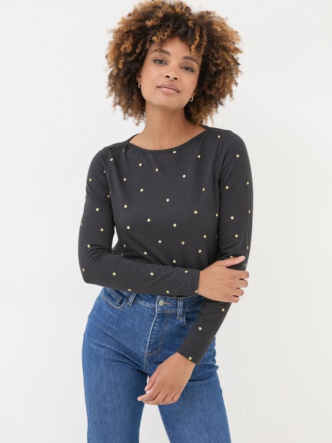 Bree Black Spot T-Shirt (E15245) | $23