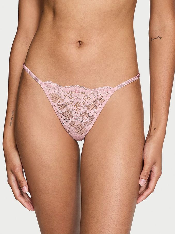 Chalk Rose Pink G String Twinkle Strap Knickers (E16296) | €22.50