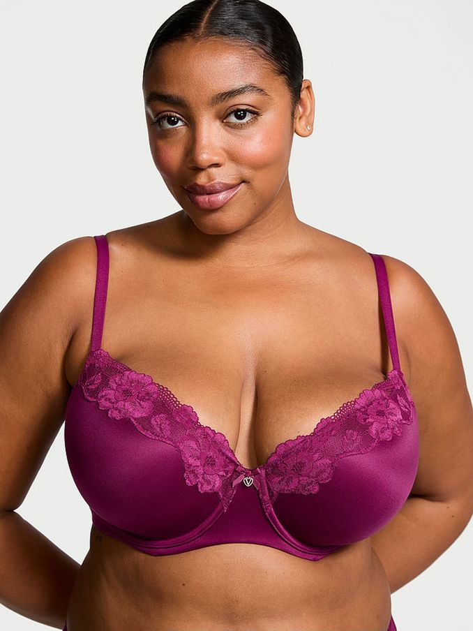 Plum Rouge Purple Lace Trim Demi Bra (E16300) | €45