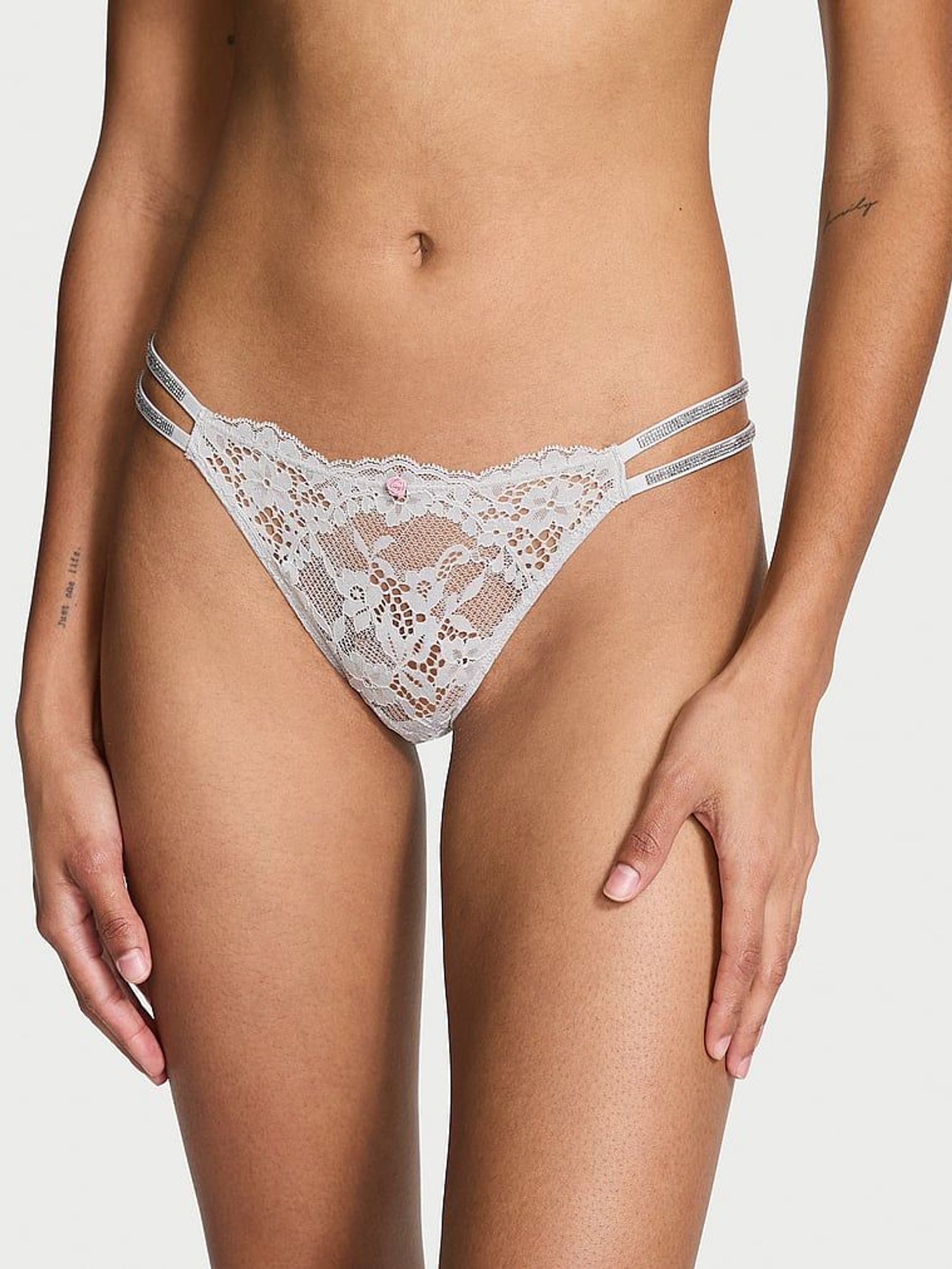 Silver Pearl Grey Brazilian Twinkle Strap Knickers (E16303) | €22.50