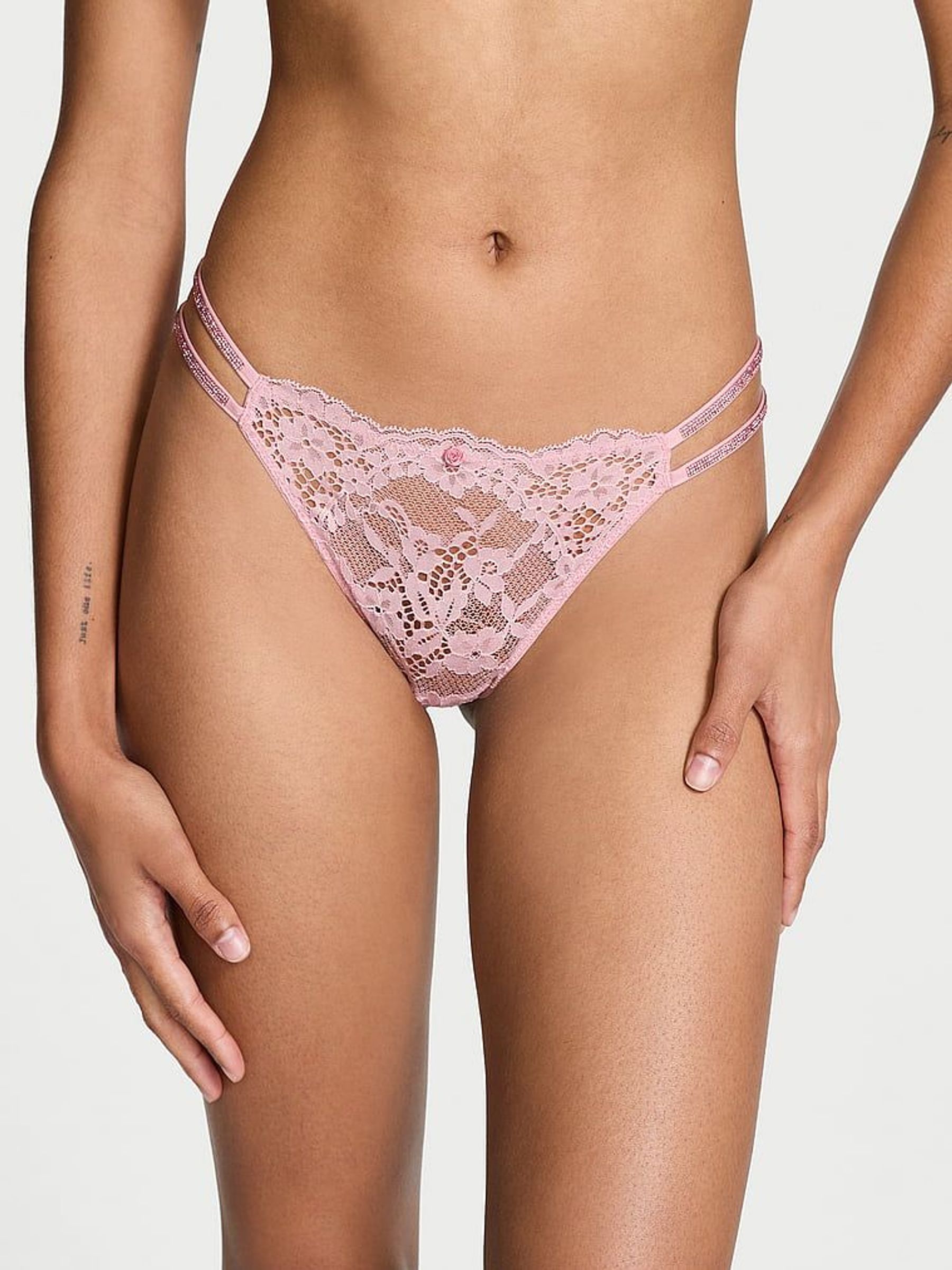 Chalk Rose Pink Brazilian Twinkle Strap Knickers (E16312) | €22.50