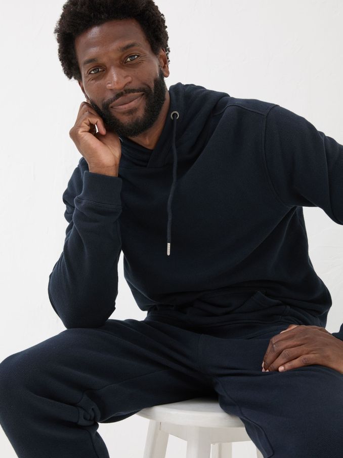 Navy Pique Hoodie (E17551) | $76