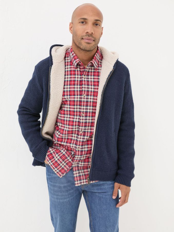 Linton Navy Knitted Zip Hoodie (E17810) | €72
