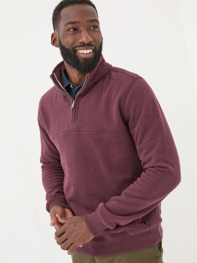 Burgundy Red Brooke Half Neck 100% Cotton Sweatshirt (E18513) | €39
