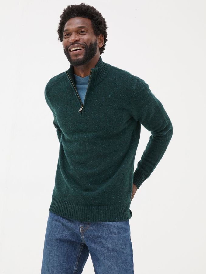 Dark Green Lambswool Half Neck Jumper (E18540) | €59