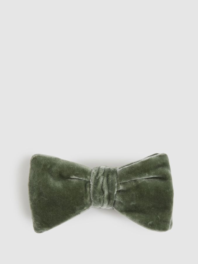 Velvet Bow Tie in Sage Green (E19918) | US$29
