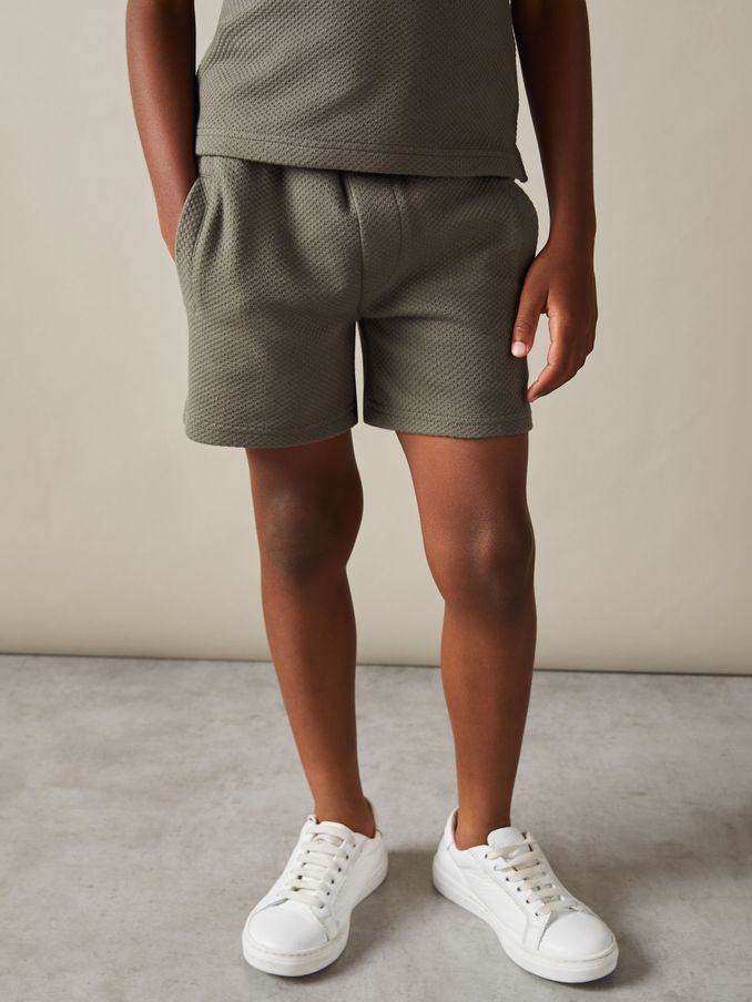 Senior Textured Half-Zip Polo Shirt in Green Smoke (E19930) | $33