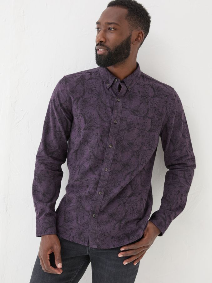 Purple Long Sleeve Floral Print 100% Cotton Shirt (E21450) | €39