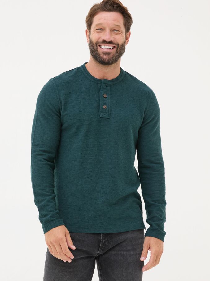 Teal Blue Nutbourne Henley 100% Cotton T-Shirt (E22581) | €31