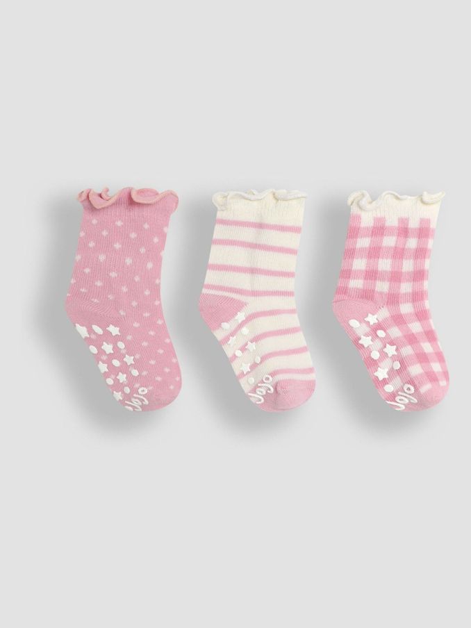 Pink Cotton Frill Socks 3 Pack (E26029) | $16