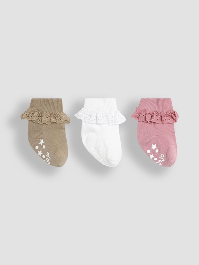 Natural Frill Socks 3 Pack (E26042) | $16