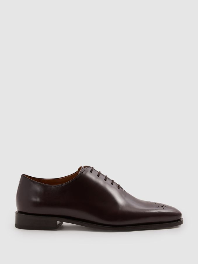 Leather Brogue Detail Lace-Up Shoes in Oxblood (E26135) | €285
