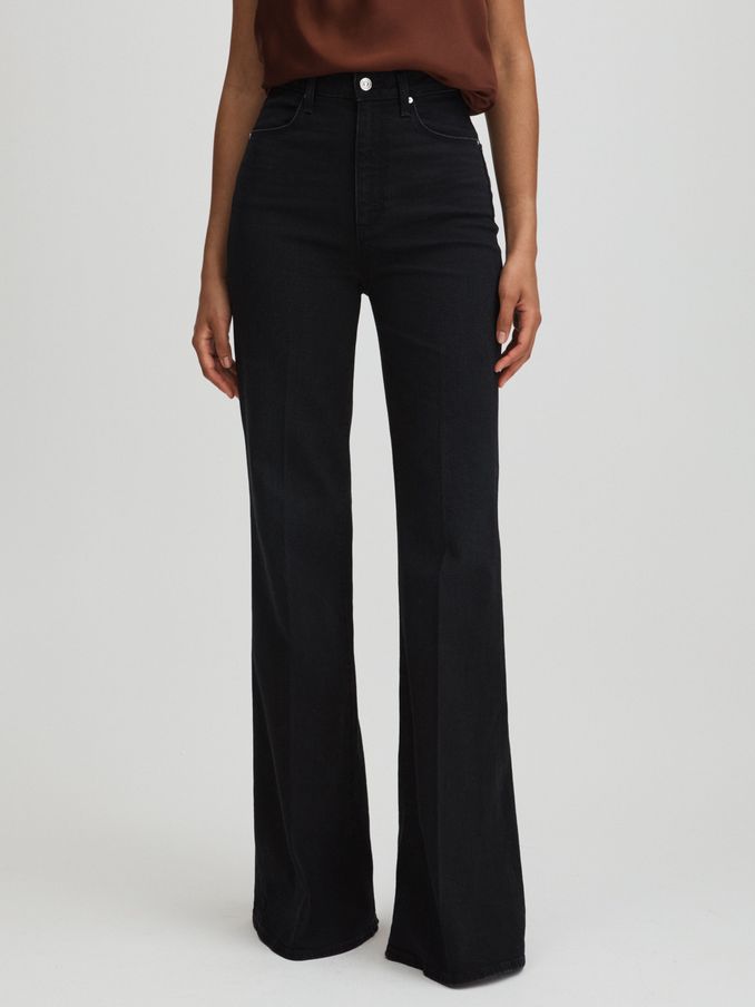 Paige High Rise Flared Jeans in Midnight Raven (E26321) | €197