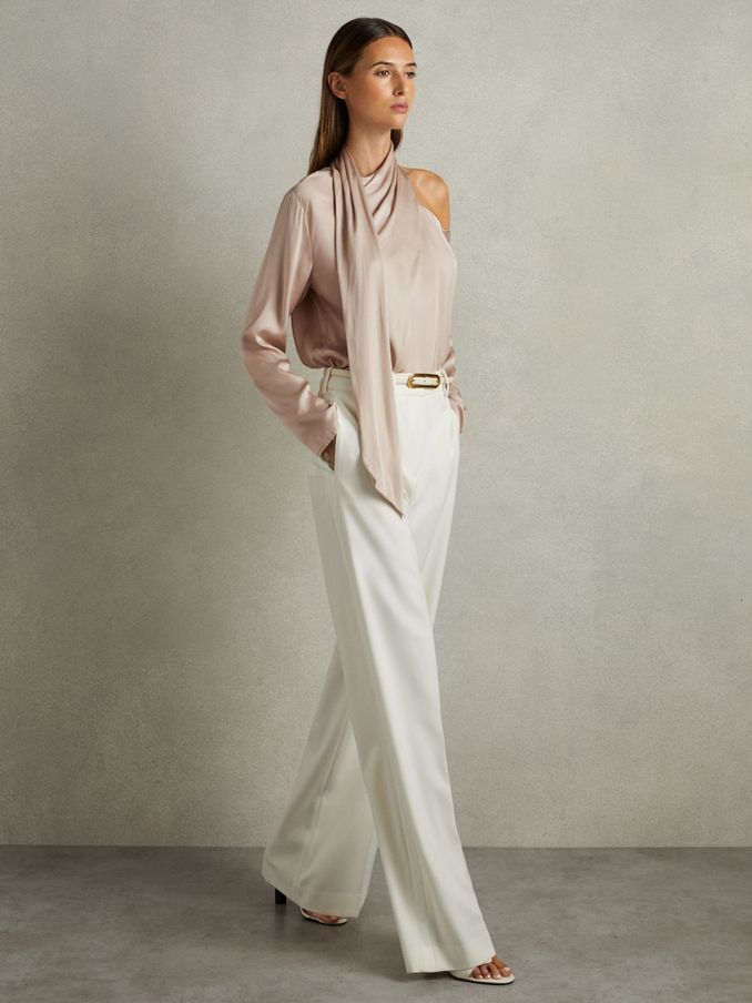Off-The-Shoulder Drape Top in Blush (E26468) | US$112