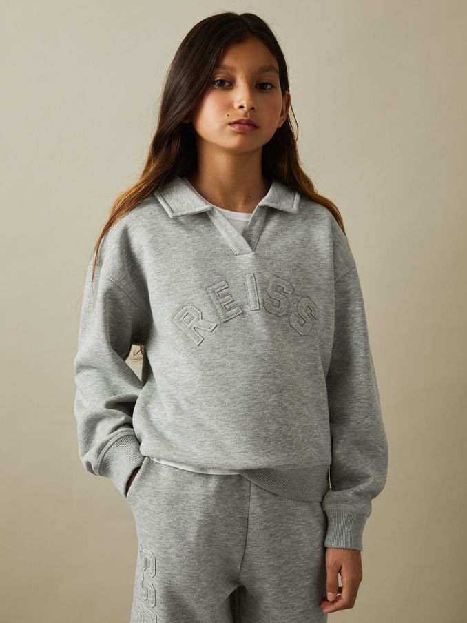 4-9 yrs Applique Logo Sweatshirt in Grey (E26490) | US$15