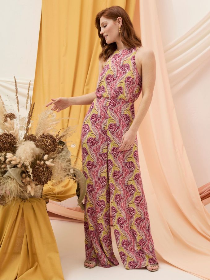 Tura Orange Paisley Jumpsuit (E26609) | €36