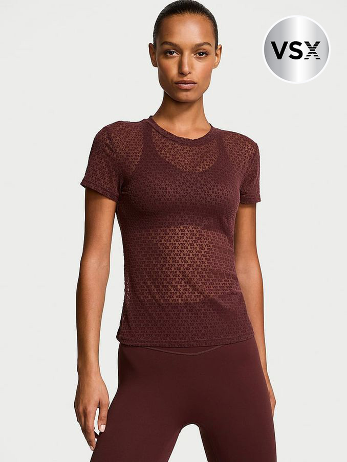 Burgundy Brown Logo Mesh T-Shirt (E26762) | €22